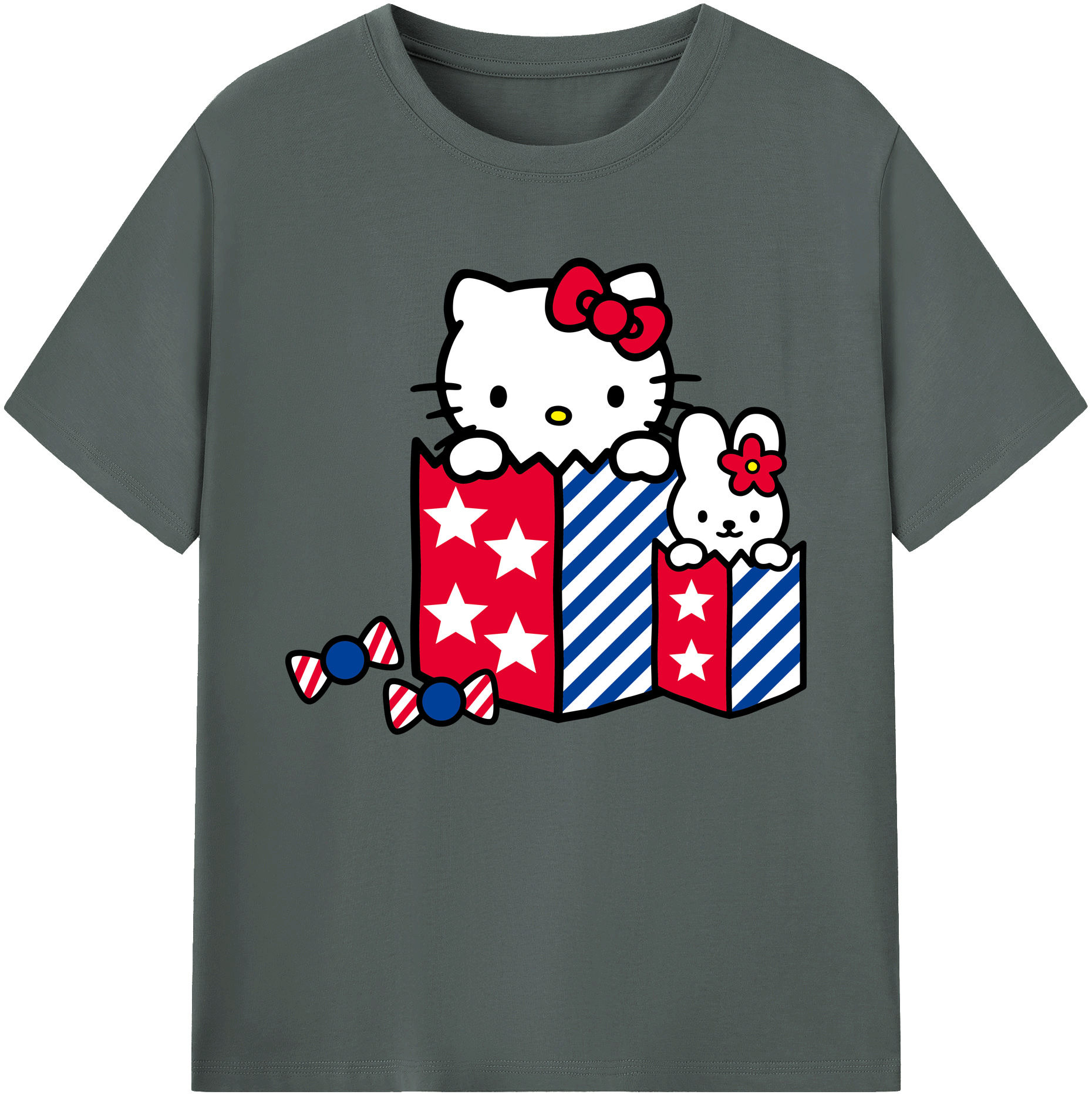 （画像用） Hello Kitty ハローキティ 綿100％ メンズ半袖Tシャツ｜肌触りやわらか＆通気性